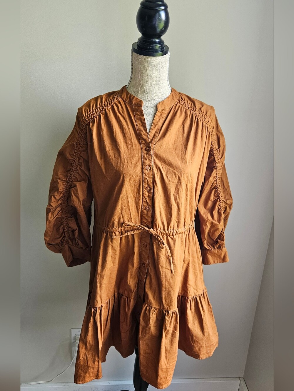 Astr Rust Brown Button-Front Mini Dress - Picture 2 of 7